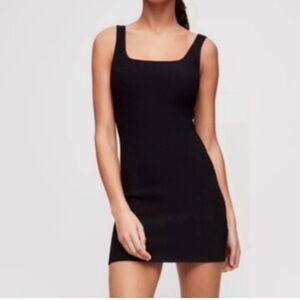 Aritzia Babaton dress Black Sculpt Knit Squareneck Mini medium stretch ribbed